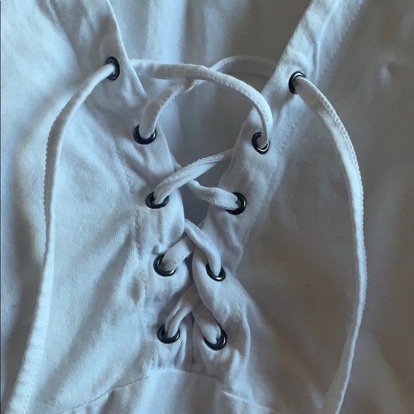 White Lace up Body suit - Picture 2 of 3